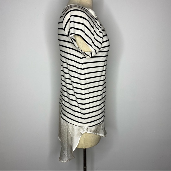 Anthro Bordeaux Strata Black White Striped Layered Look Tunic Top - Picture 5 of 9